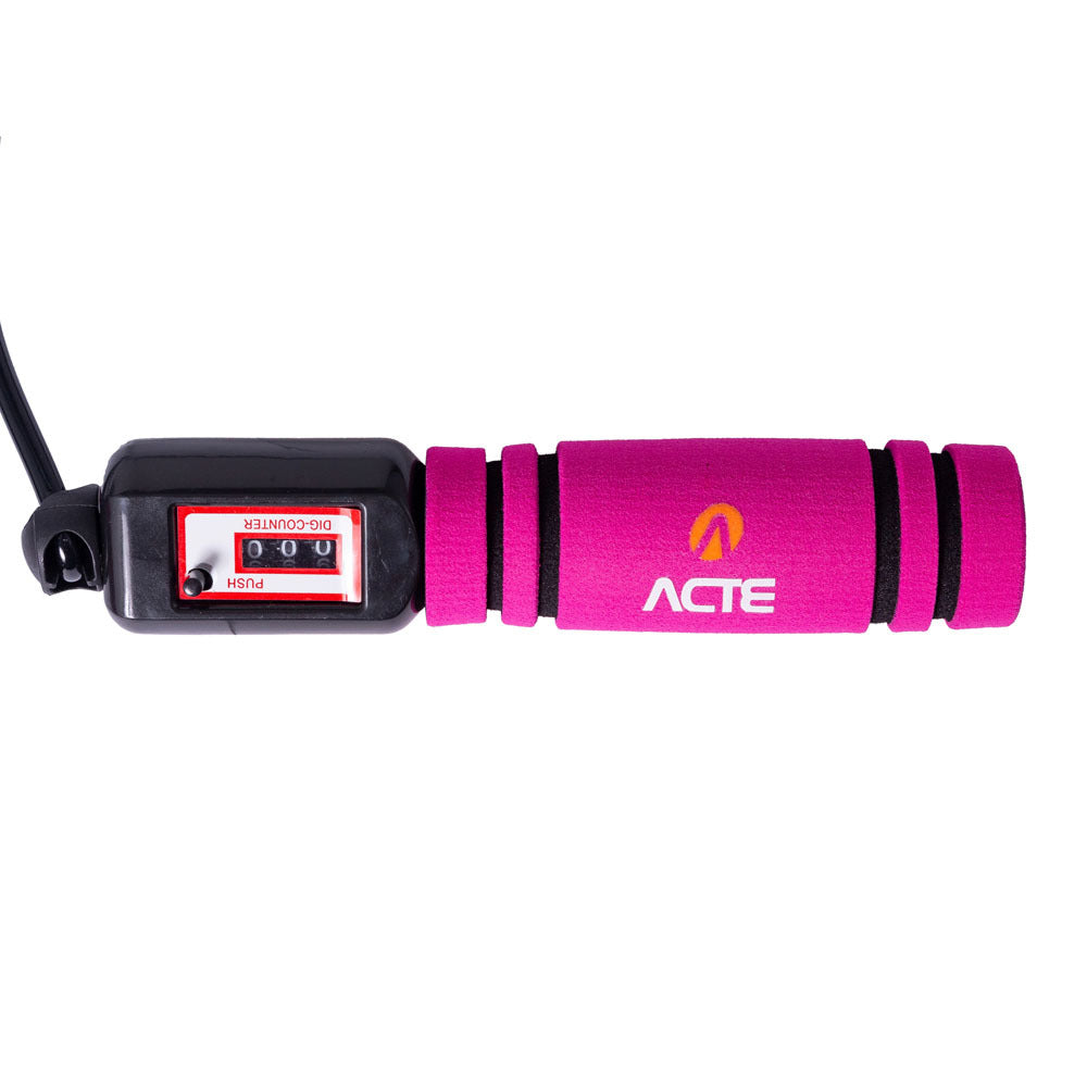 Corda Pular 2,75m PVC Espuma Contador Giros T2-R Rosa Acte