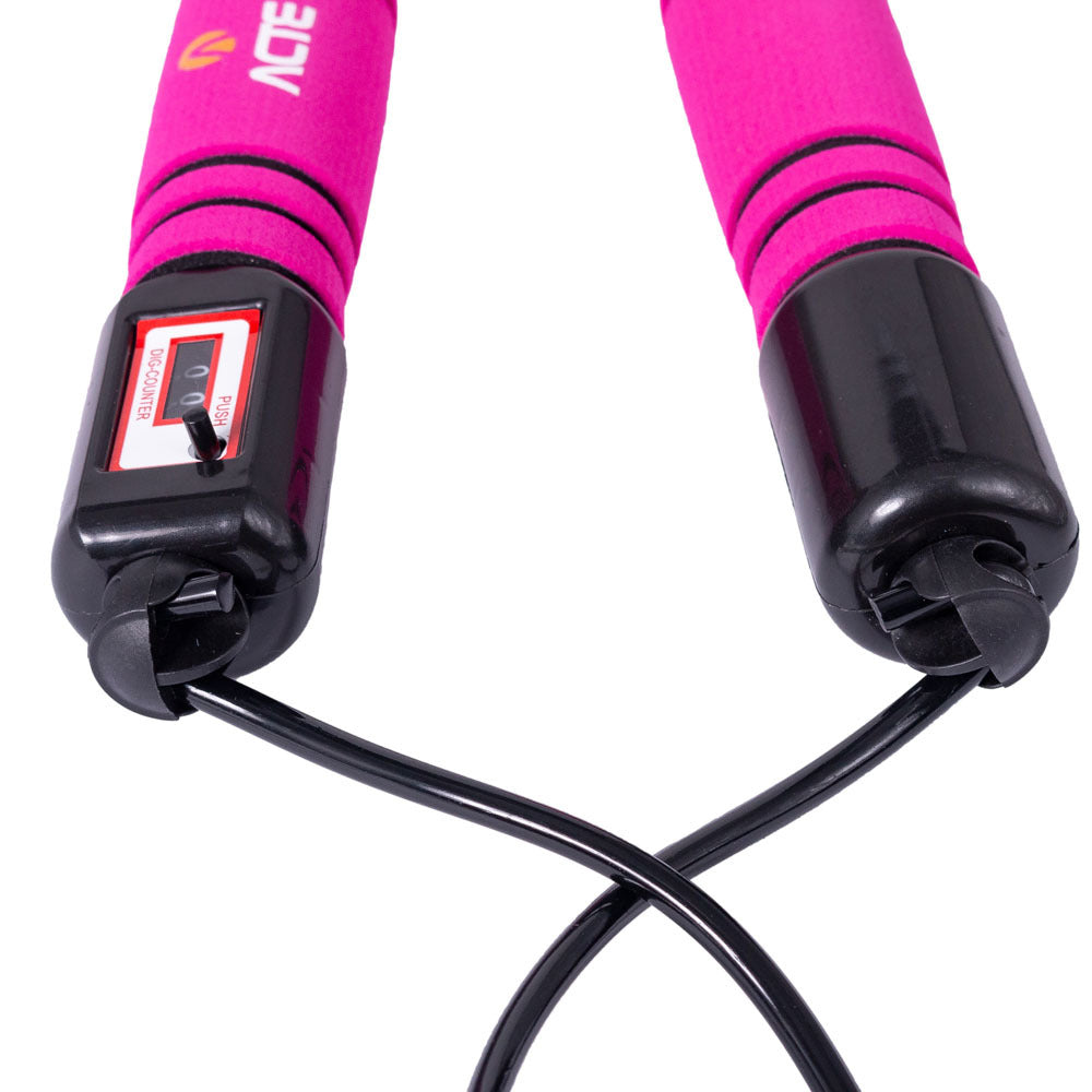 Corda Pular 2,75m PVC Espuma Contador Giros T2-R Rosa Acte