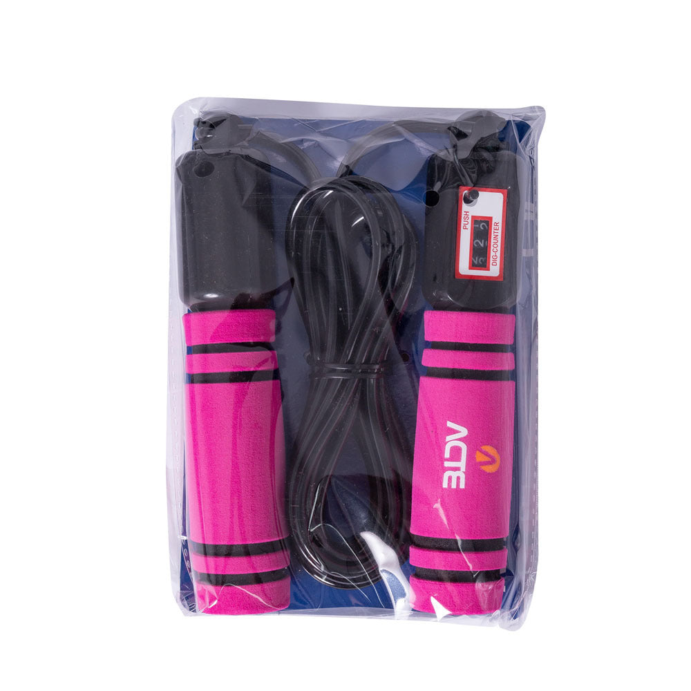 Corda Pular 2,75m PVC Espuma Contador Giros T2-R Rosa Acte