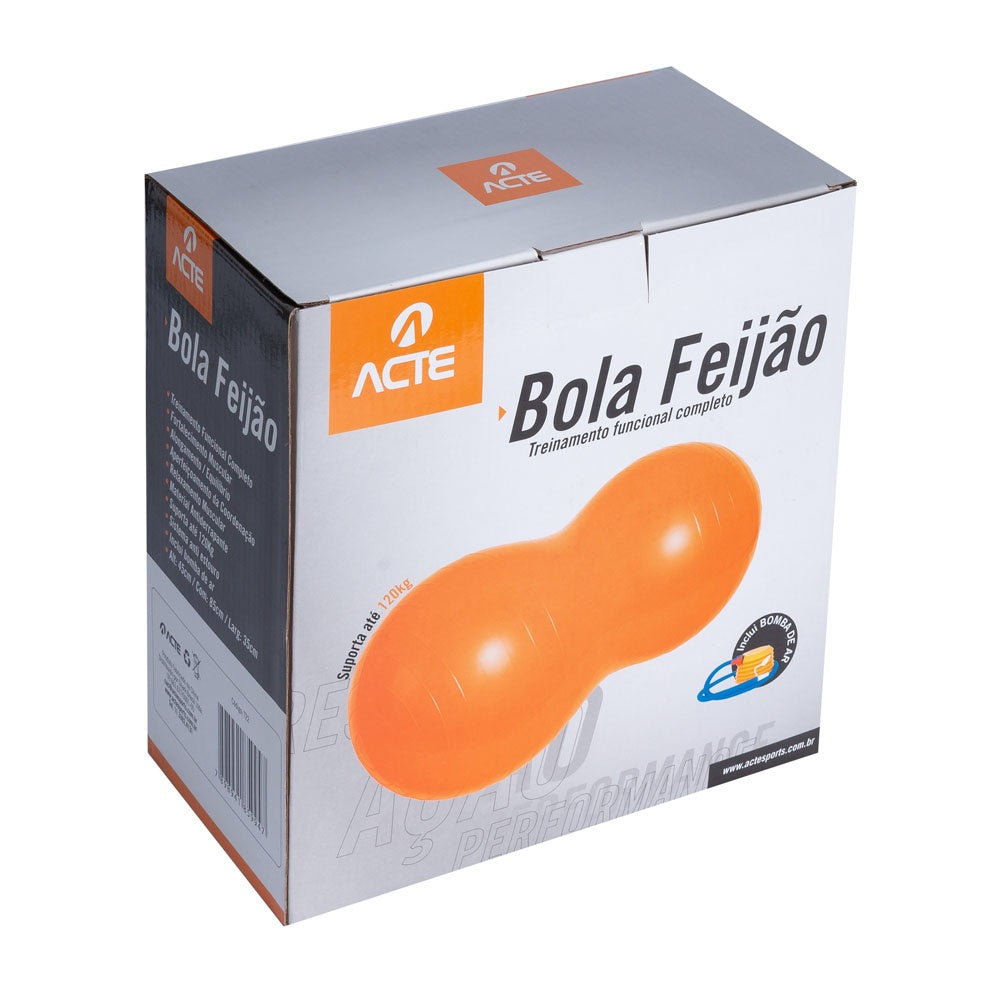 Bola Feijão 45x90 cm PVC Yoga Pilates T22 Laranja Acte