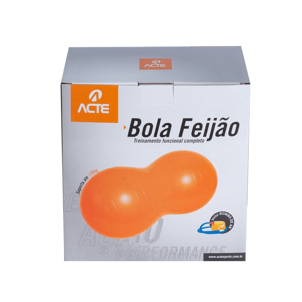Bola Feijão 45x90 cm PVC Yoga Pilates T22 Laranja Acte