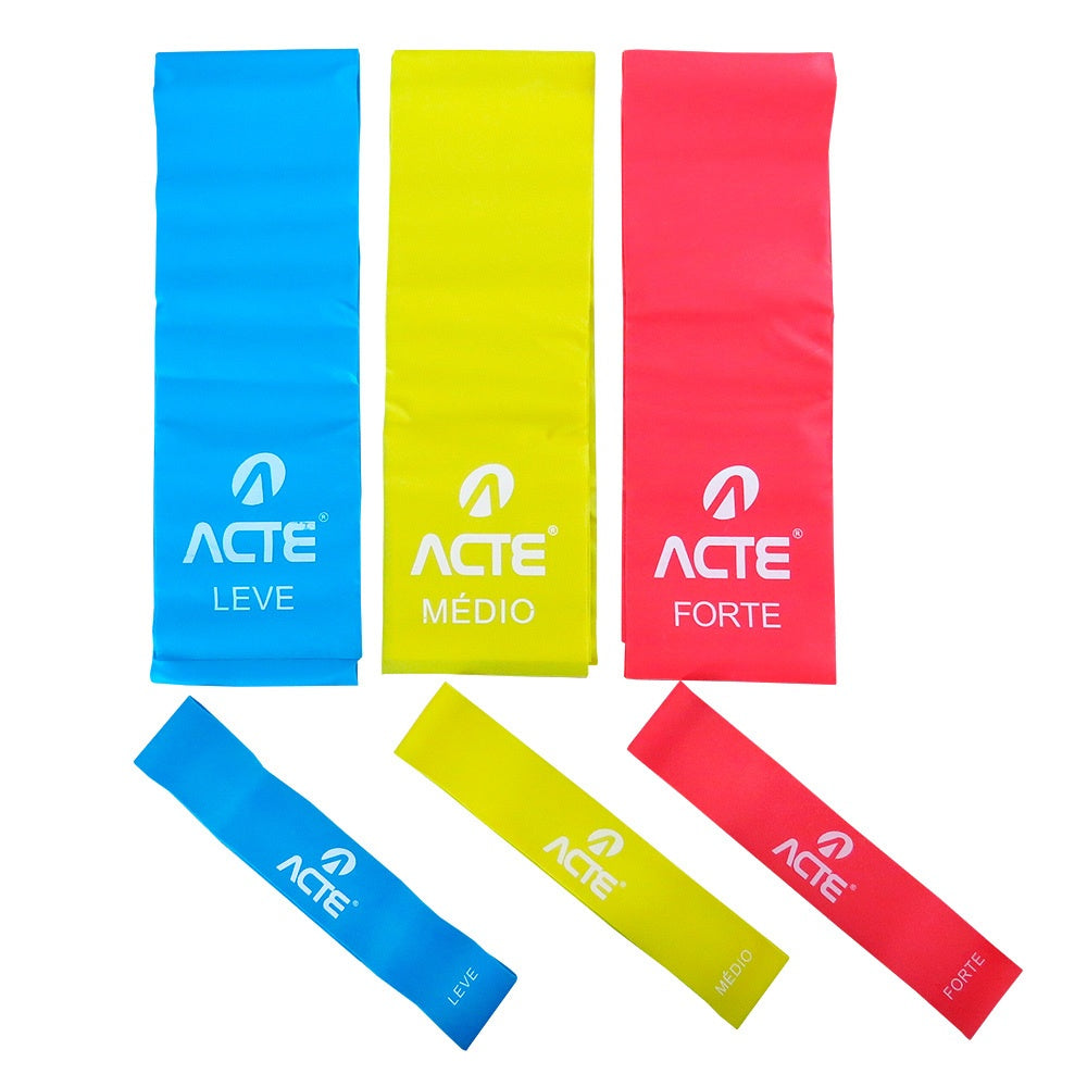 Kit 3 Faixas + 3 Mini Bands T270-A Acte Sports