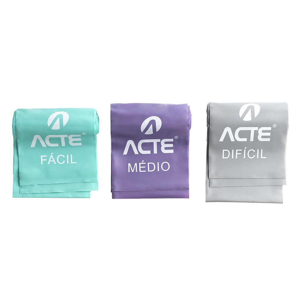 Kit 3 Faixas Elásticas + 3 Mini Bands Fácil / Médio / Difícil T270 Acte Sports