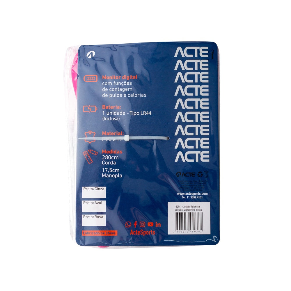 Corda Pular 2,80m Contador Digital PVC PP T294 Rosa Acte