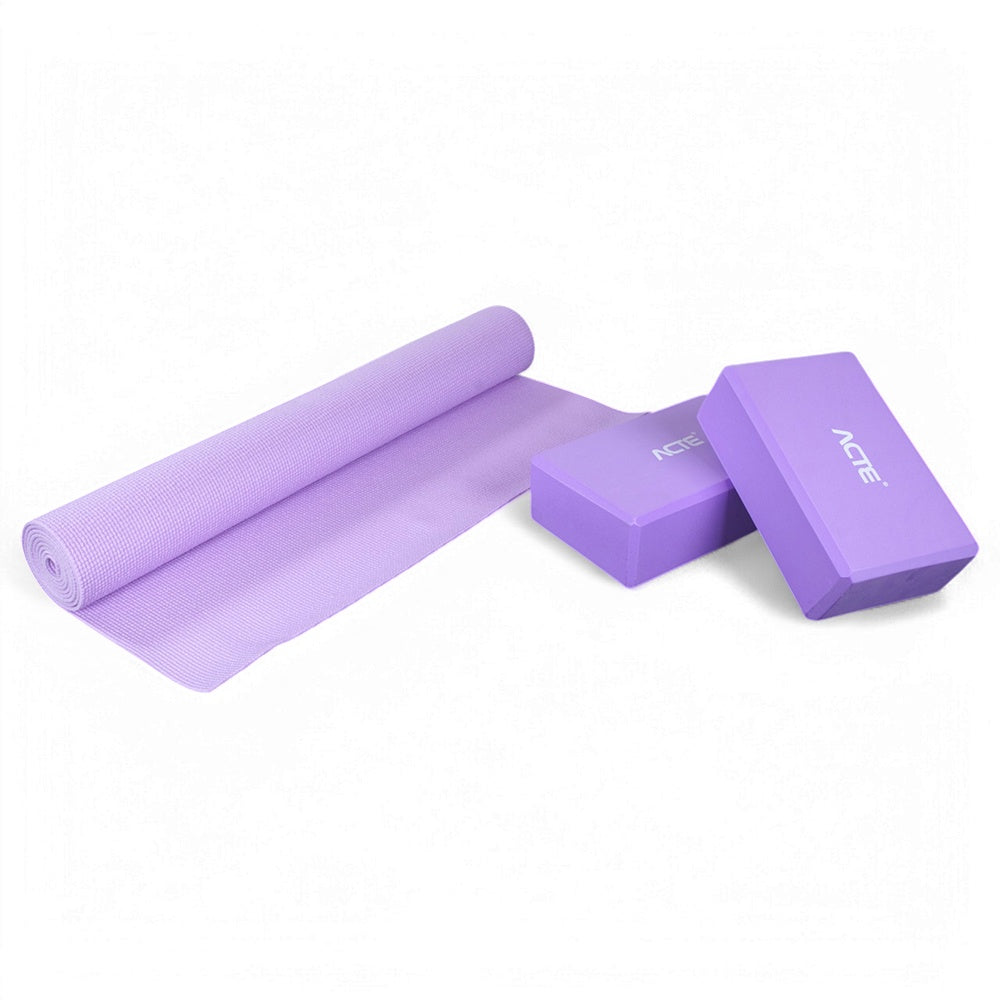 Kit de Yoga I Acte Tapete e Blocos Antiderrapantes