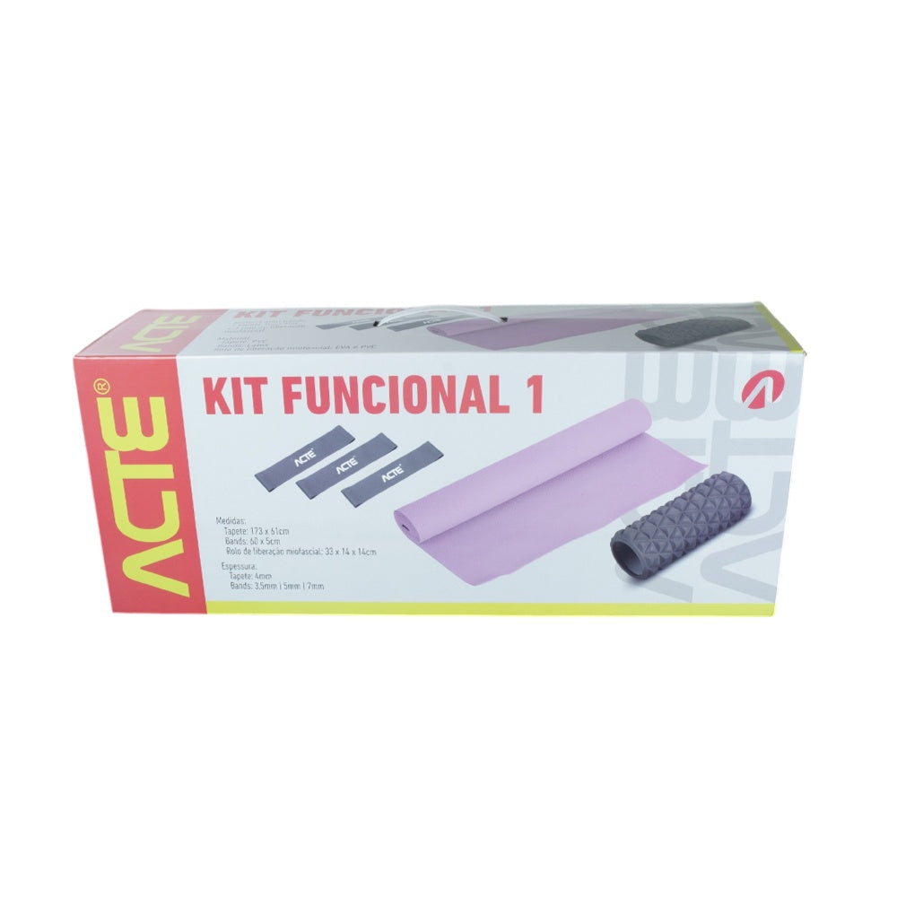 Kit Funcional I Acte Tapete, Mini Bands e Rolo Miofascial