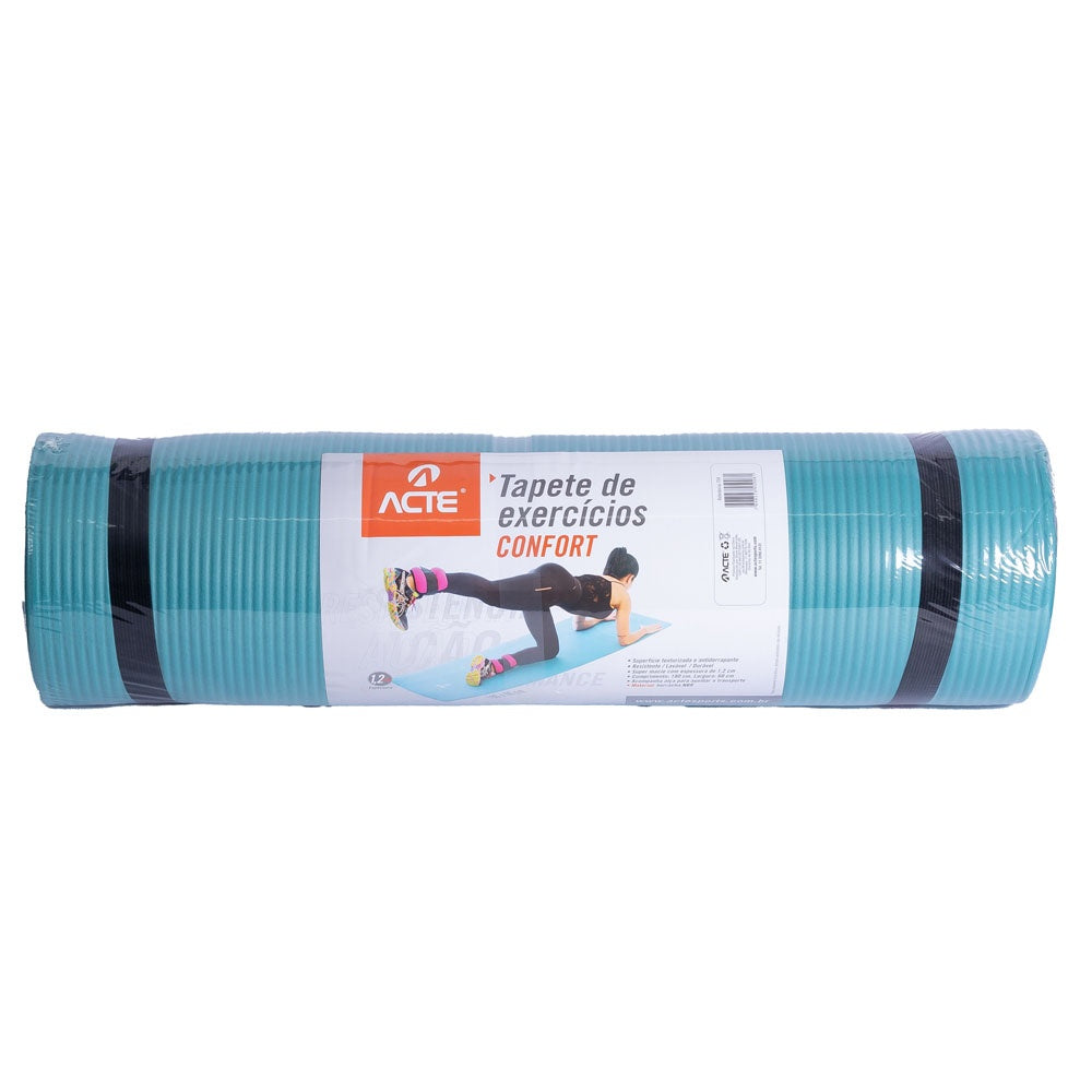 Tapete Comfort de Yoga Macio 1,80m T54, Funcional e Pilates , Azul