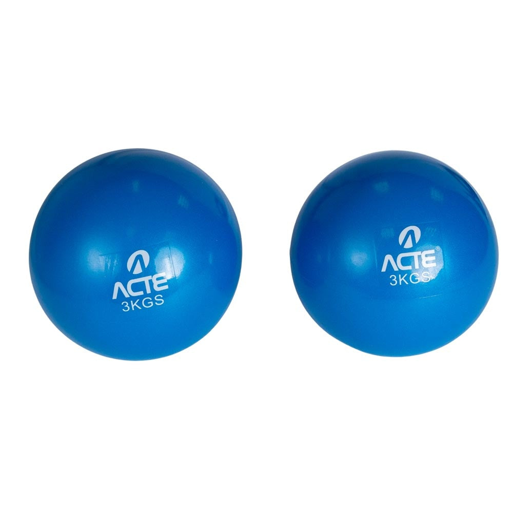 Par Bolas Tonificadoras 3kg PVC Areia T57 Azul Acte