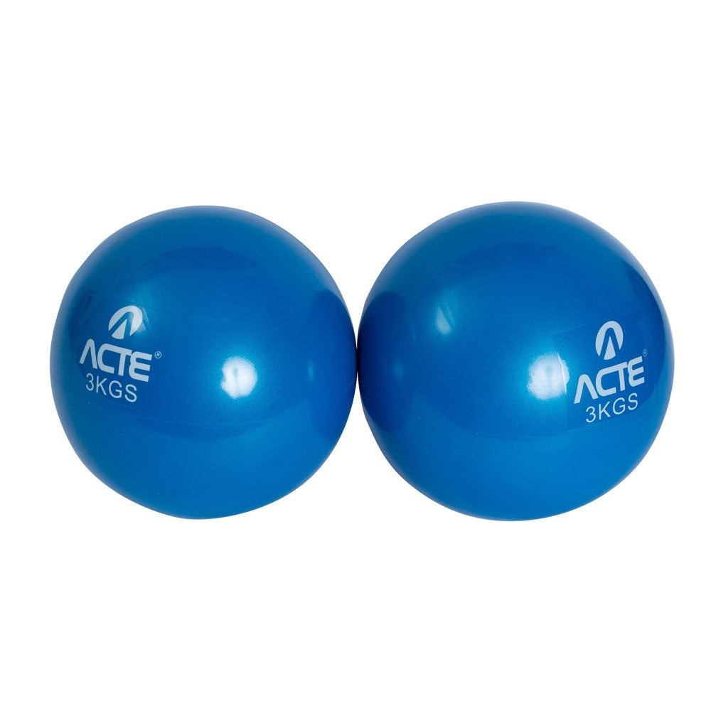 Par Bolas Tonificadoras 3kg PVC Areia T57 Azul Acte