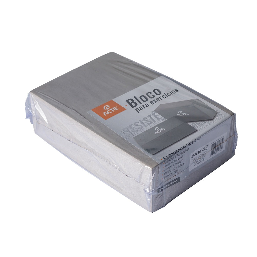 Bloco Yoga Pilates 23x15x7,5cm EVA T60-N Cinza Acte