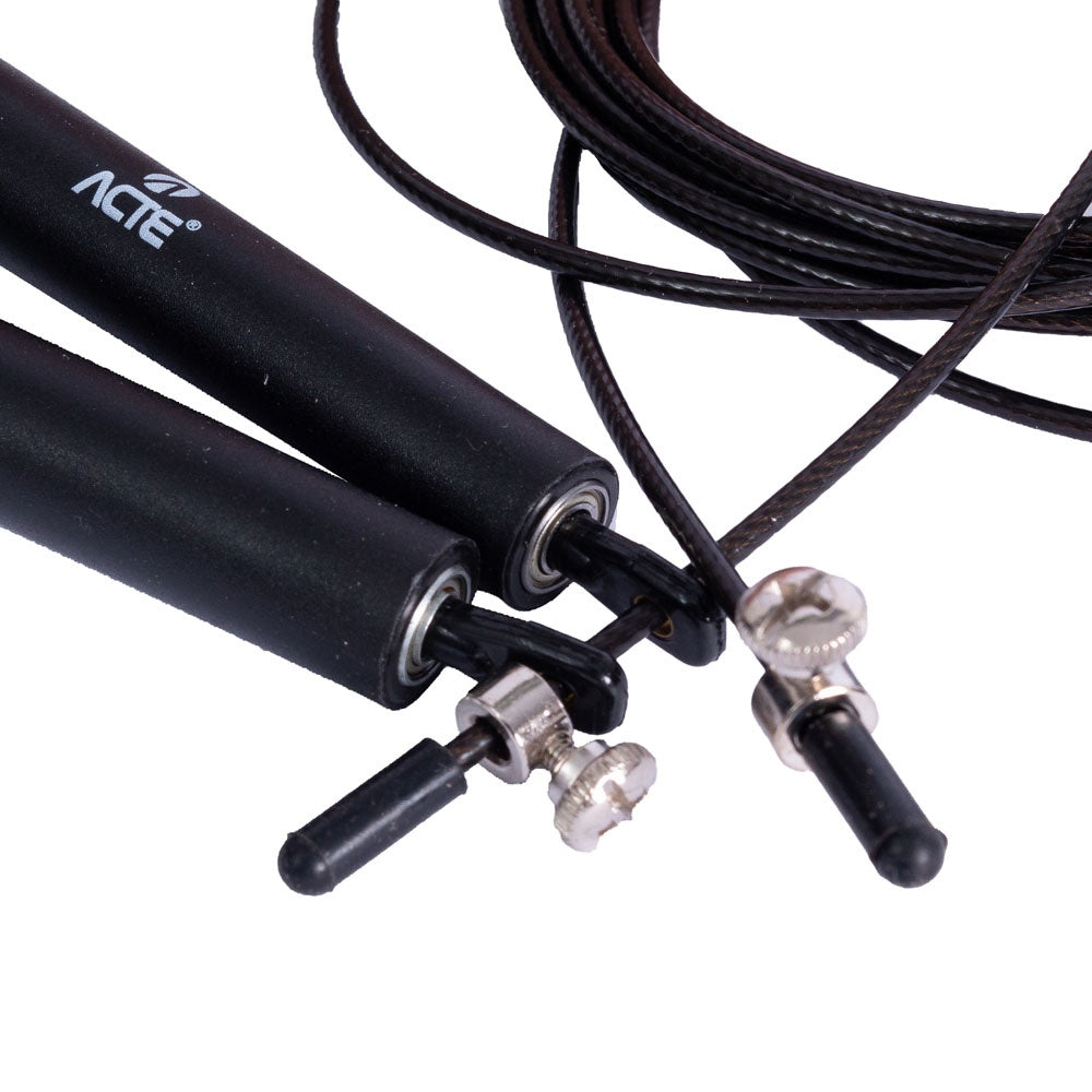 Corda de Pular 3m Preta T79 Acte Sports com Rolamento de Regulagem