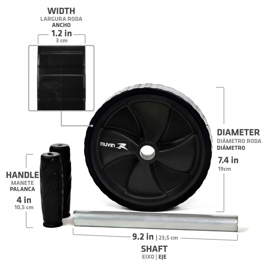 Kit Mini Band 3 Tensões + Corda Pular + Roda Abdominal Muvin