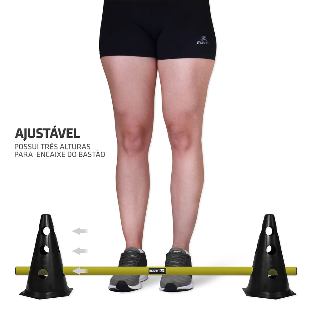 Kit Barreiras de Salto com Cone - 24cm - 3 unidades - Preto/Amarelo