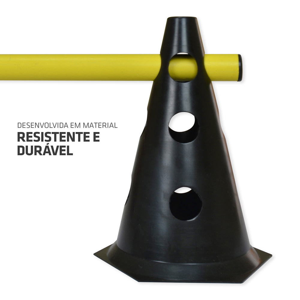 Kit Barreiras de Salto com Cone - 24cm - 6 unidades - Preto/Amarelo