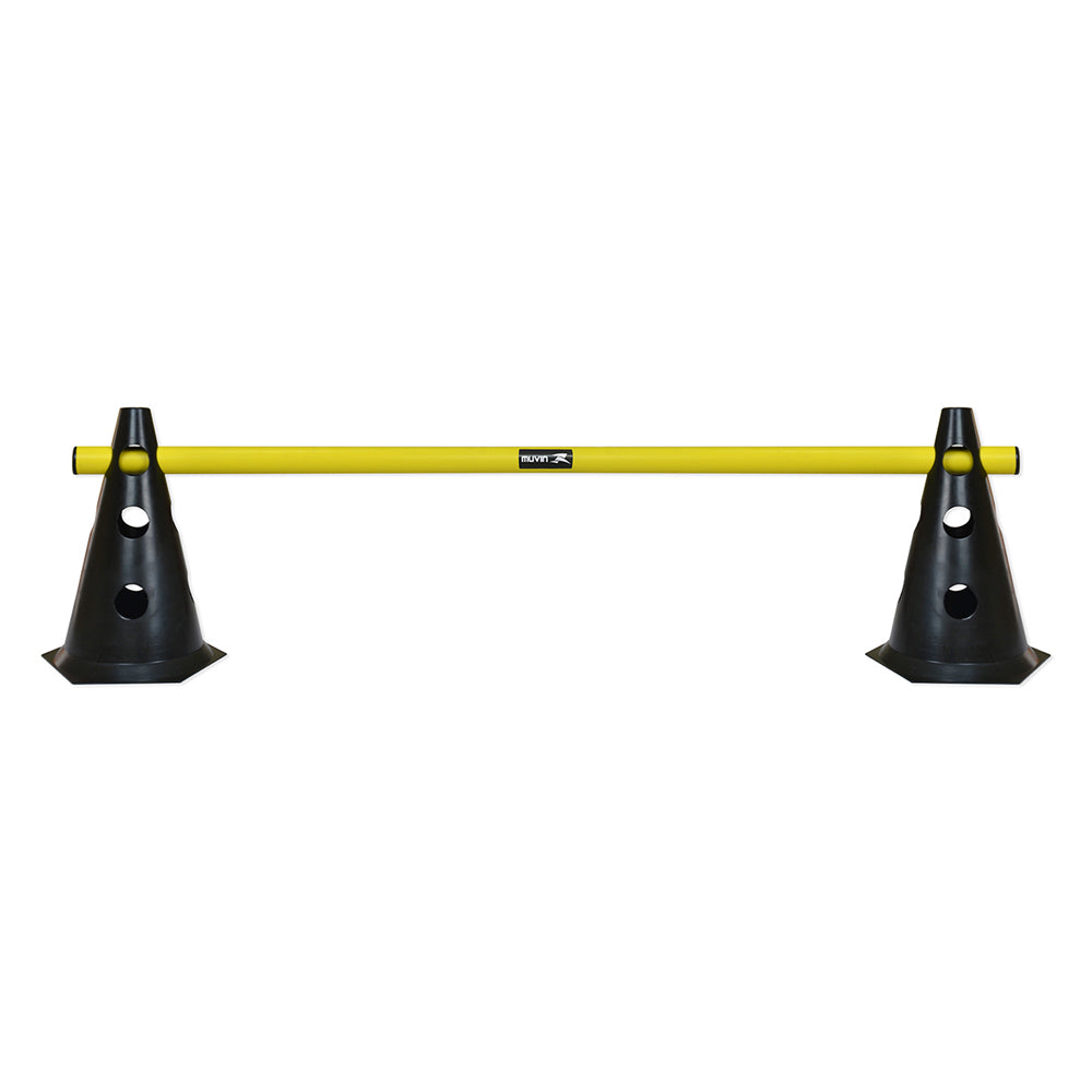 Kit Barreiras de Salto com Cone - 24cm - 12 unidades - Preto/Amarelo