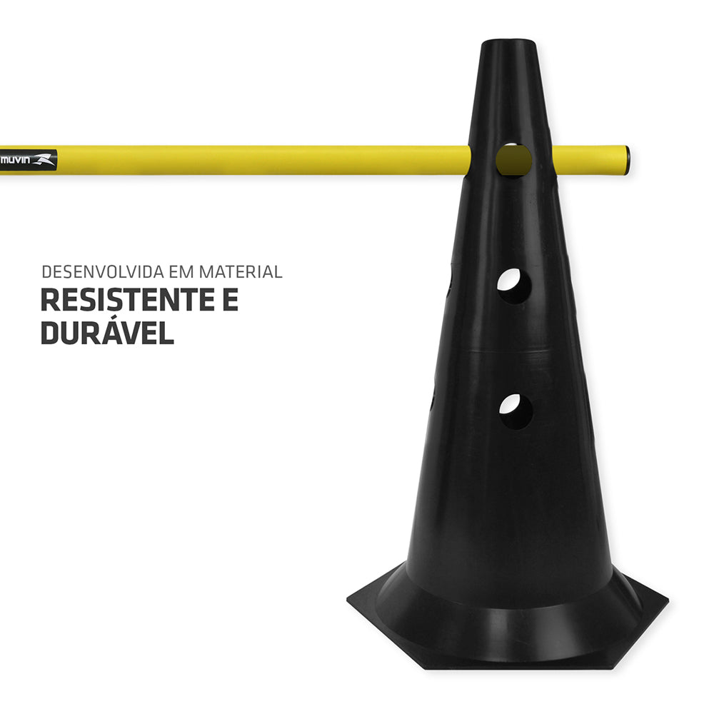 Kit Barreiras de Salto com Cone - 50cm - 6 unidades - Preto/Amarelo