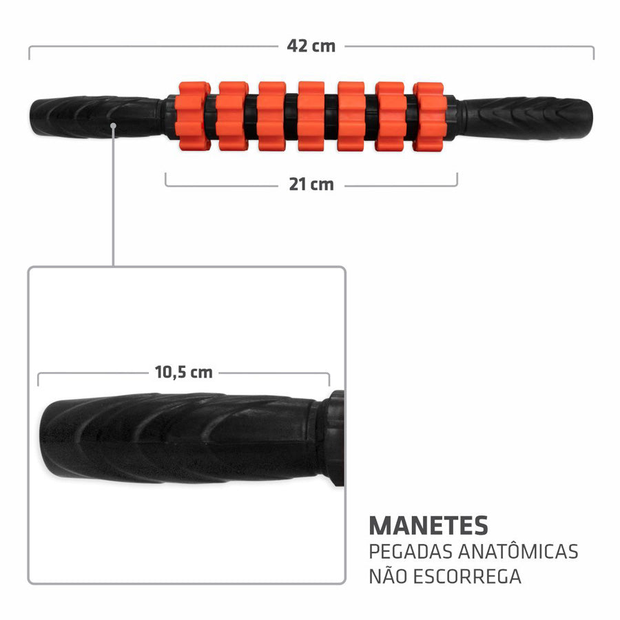 Bastão com Rolo de Massagem e Liberação Miofascial