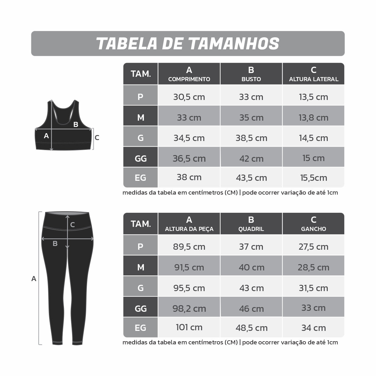 Kit Calça Legging + Top Nadador Fitness Basic
