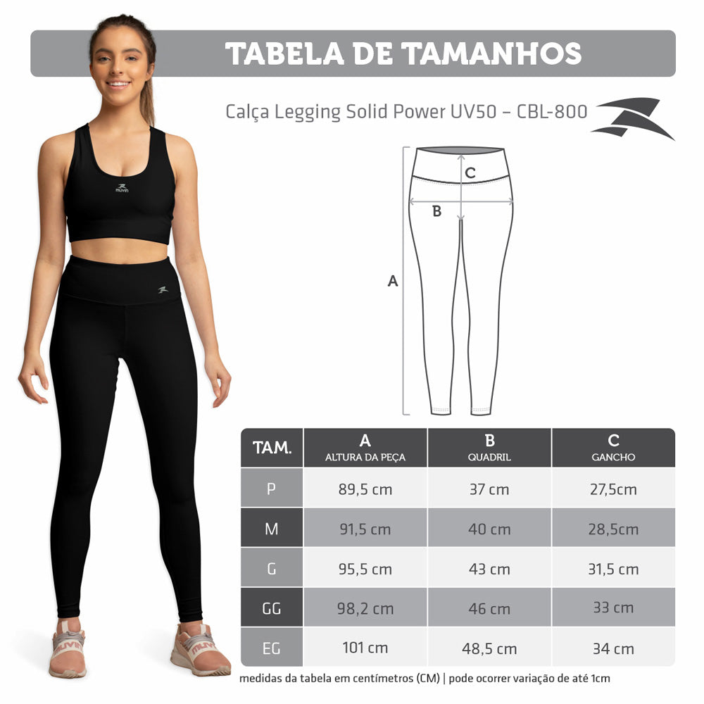 Calça Legging Solid Power UV50 - Feminino