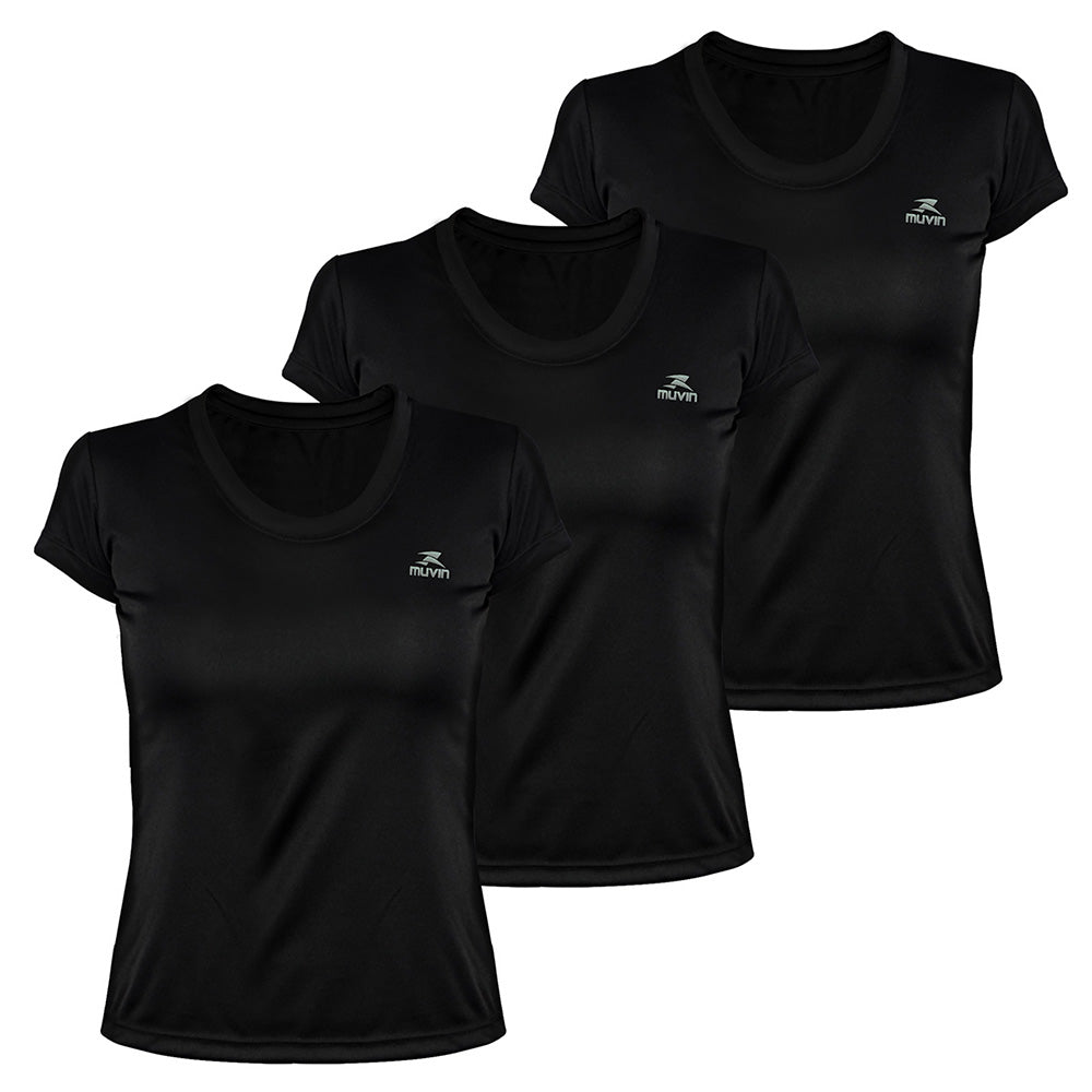Kit 3 Camisetas Femininas Color Dry Workout SS Muvin