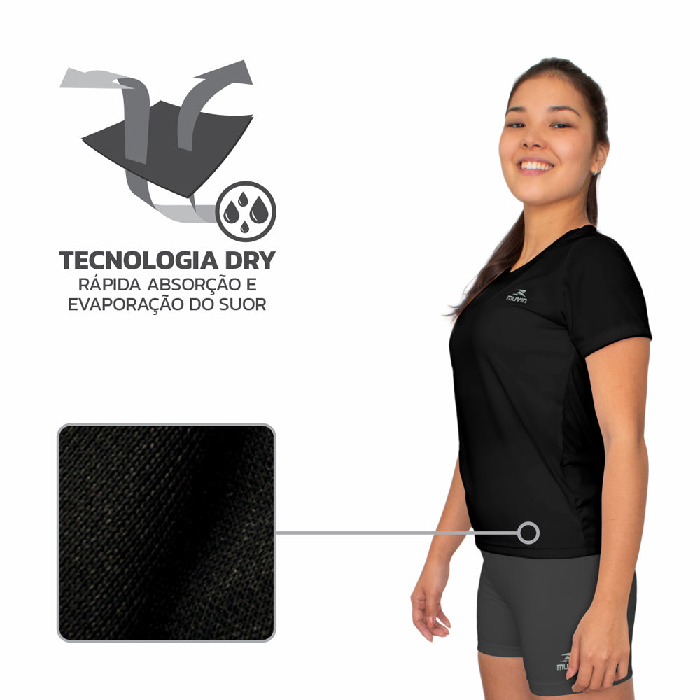 Kit 3 Camisetas Femininas Color Dry Workout SS Muvin