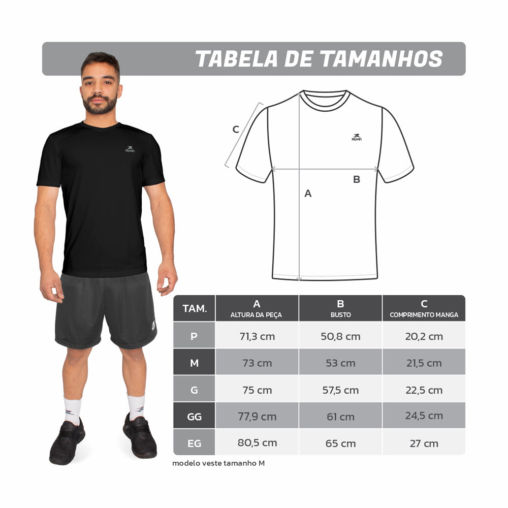 Kit 3 Camisetas Masculinas Color Dry Workout SS Muvin