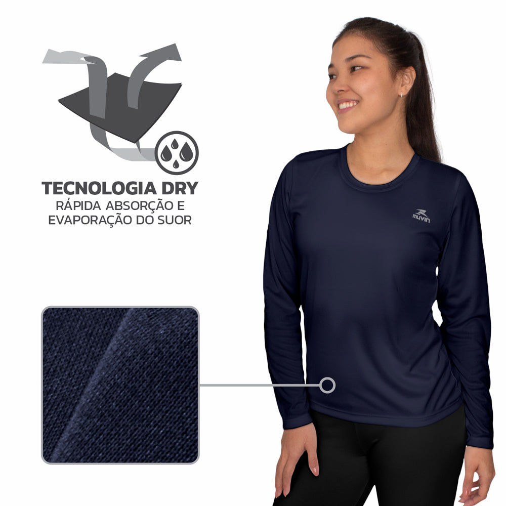 Camisa Manga Longa Dry Basic LS FPS50 - Feminino - Kit com 3