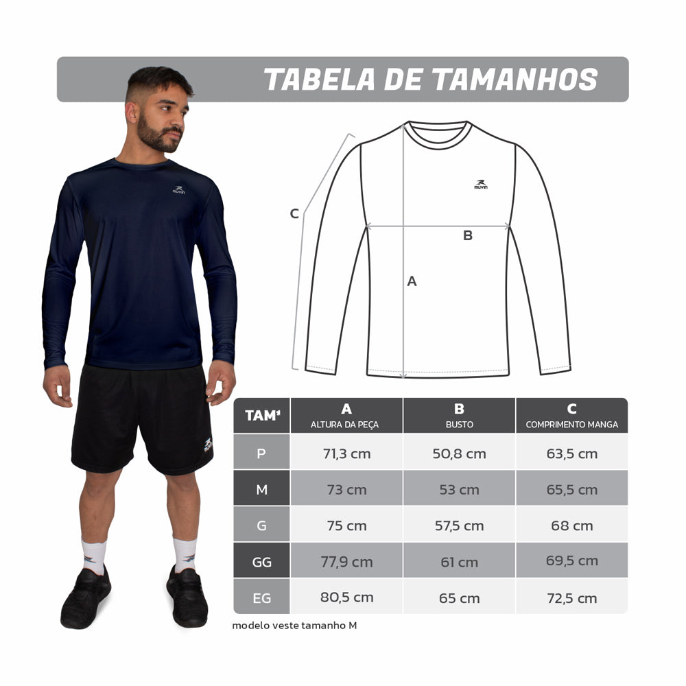 Camisa Manga Longa Dry Basic LS FPS50 - Masculino - Kit com 3