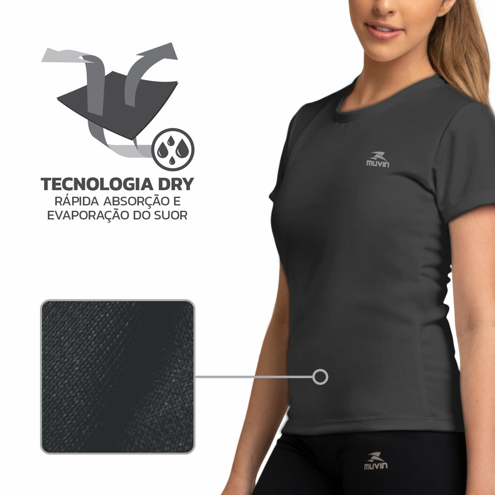 Camiseta Dry Basic SS FPS50 - Feminino - Kit com 5