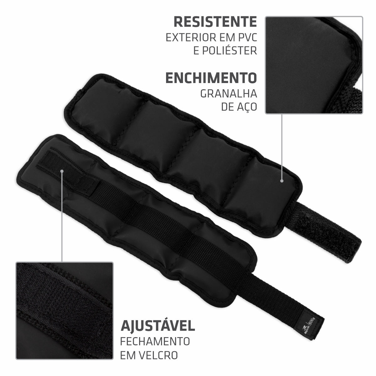 Kit Caneleira de Peso 0,5kg + Corda de Pular + Kit Mini Band 3 Tensões