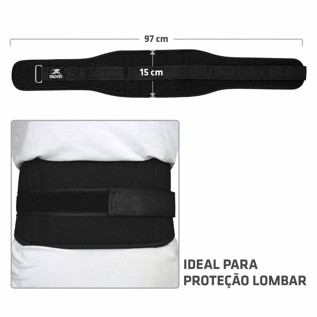 Kit Cinturão de Musculação + Munhequeira Elástica Longa para LPO