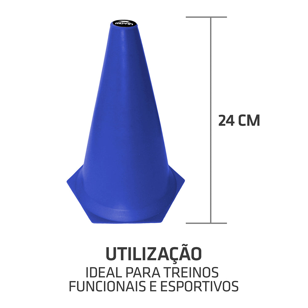 Cone de Marcação Muvin para Treinamento Esportivo - 24cm - Kit com 24