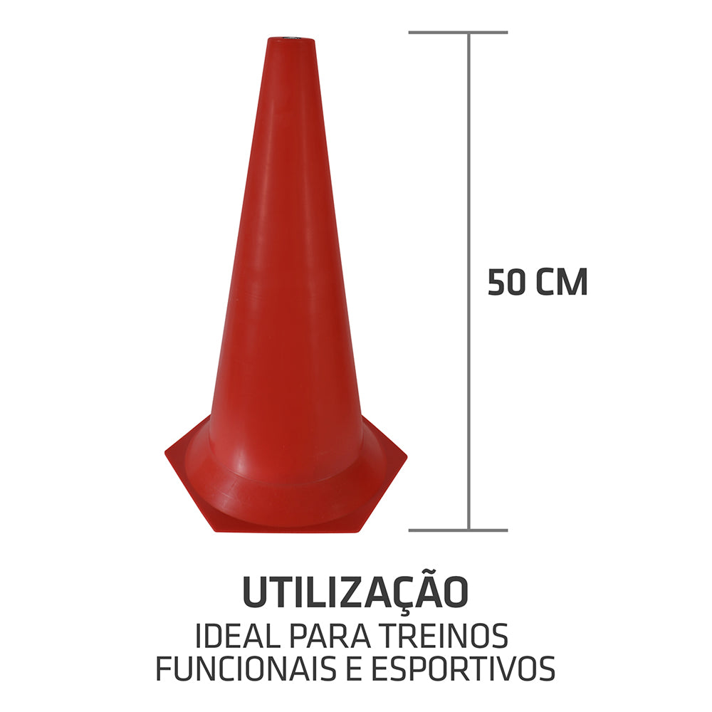Cone de Marcação de Plástico - 50cm - Kit com 8