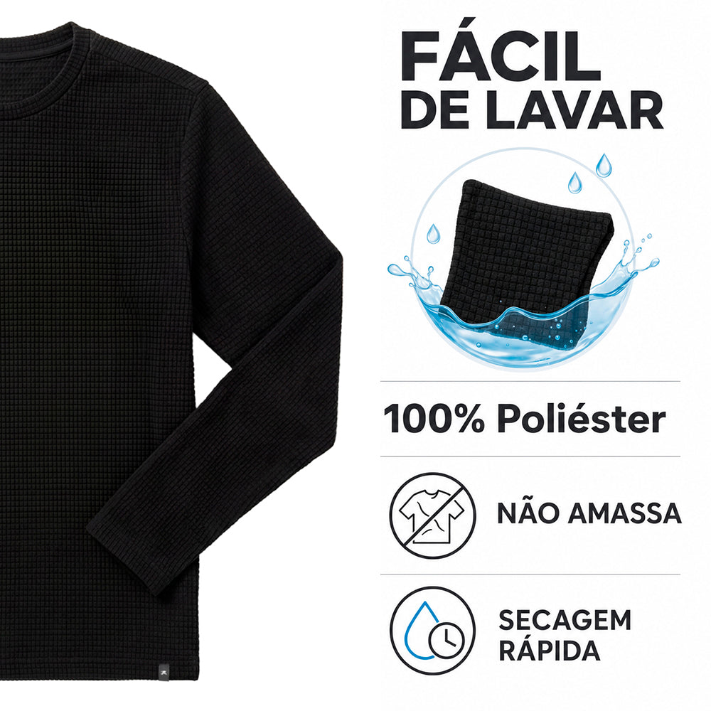 Blusa Fleece Solid LS/CN Masculina Muvin Preto