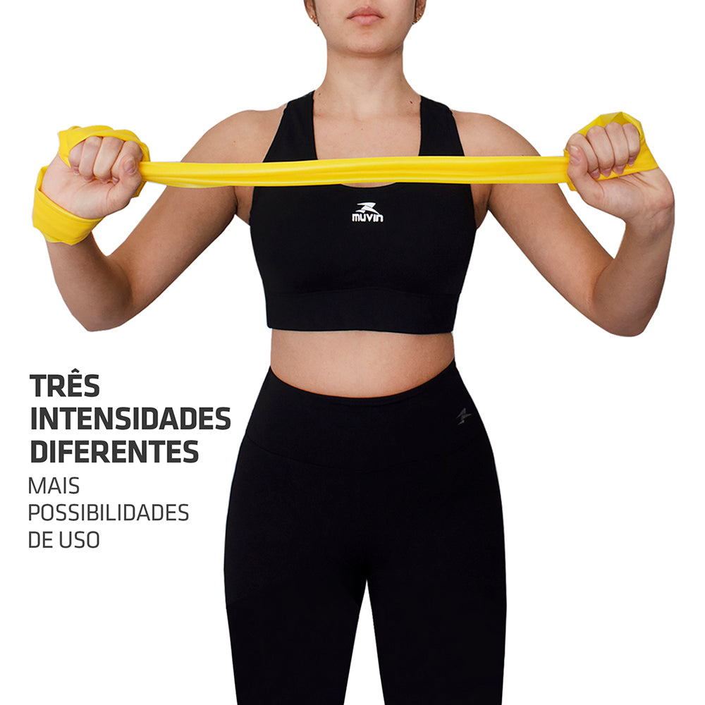 Kit com 3 Faixas Elásticas - Muvin - 150cm x 15cm