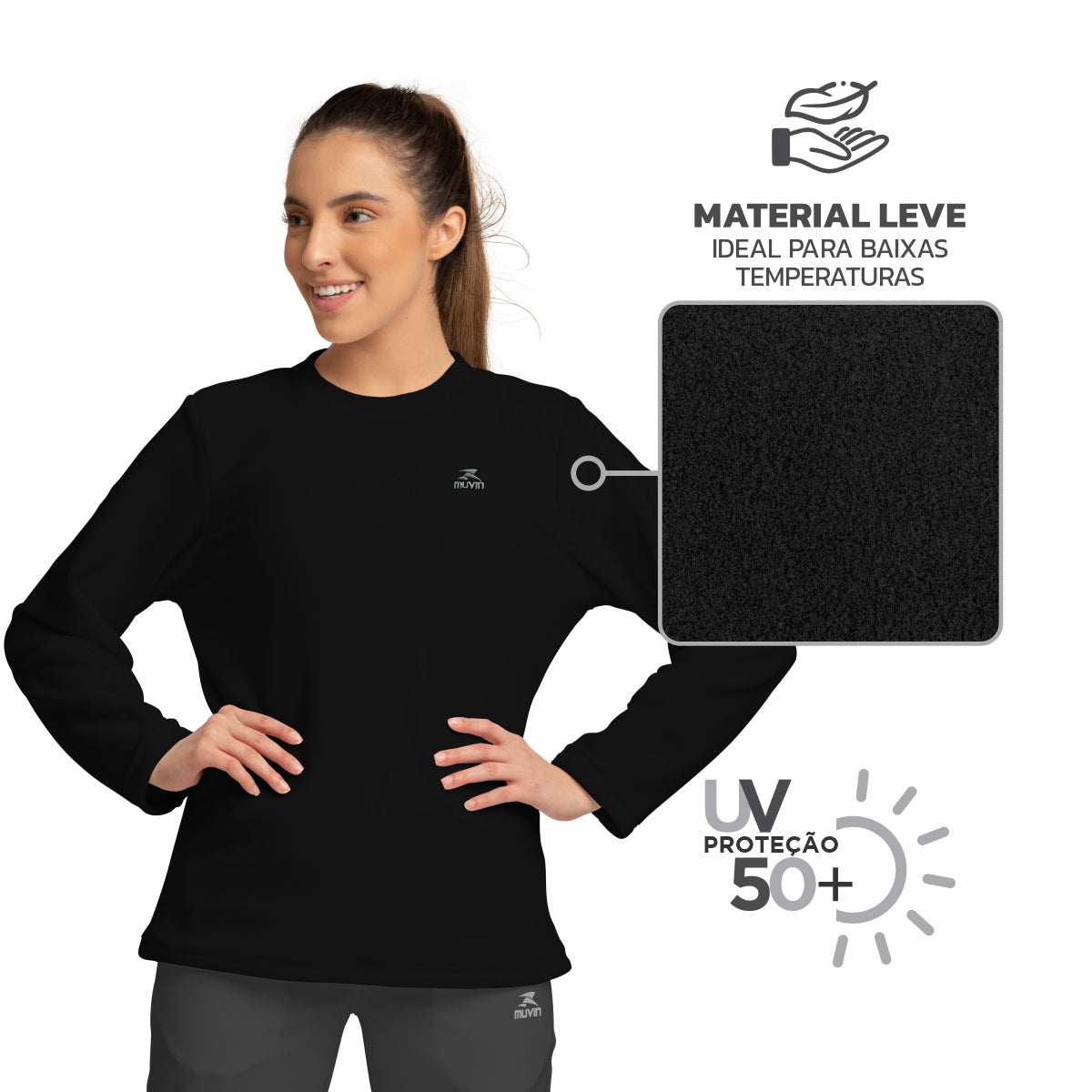 Blusa Fleece FPS UV50+ Solid LS/CN - Feminino