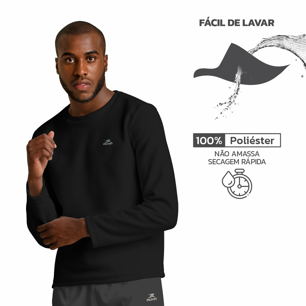 Blusa Fleece FPS UV50+ Solid LS/CN - Masculino