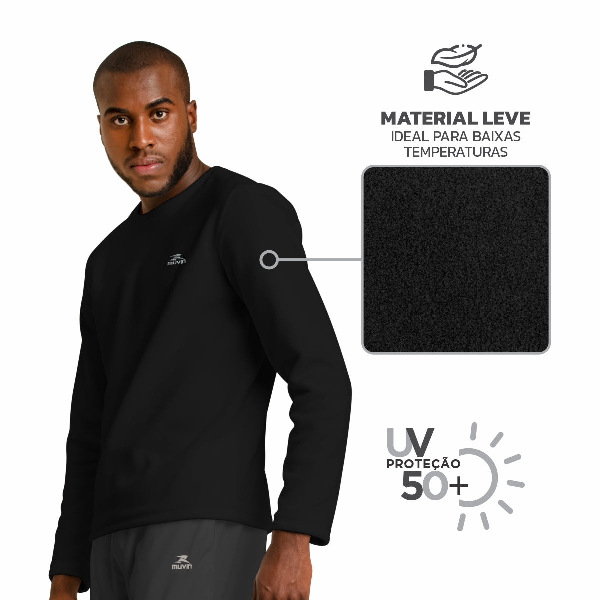 Blusa Fleece FPS UV50+ Solid LS/CN - Masculino