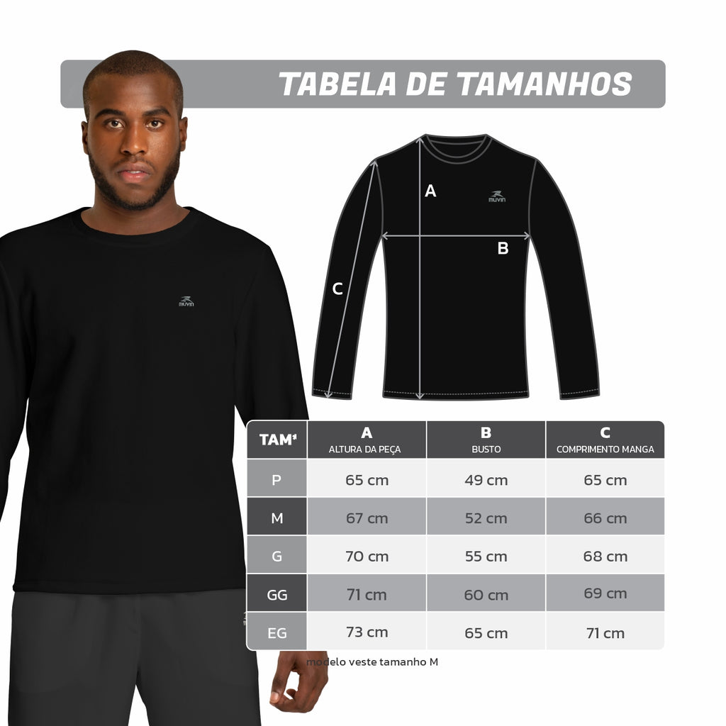 Blusa Fleece FPS UV50+ Solid LS/CN - Masculino