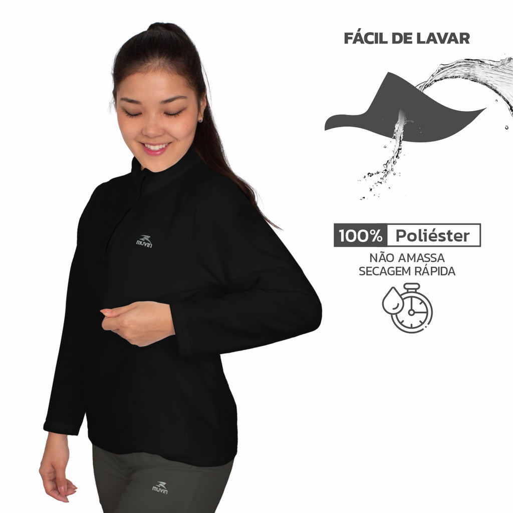 Blusa Fleece FPS UV50+ Solid LS/ZM - Feminino