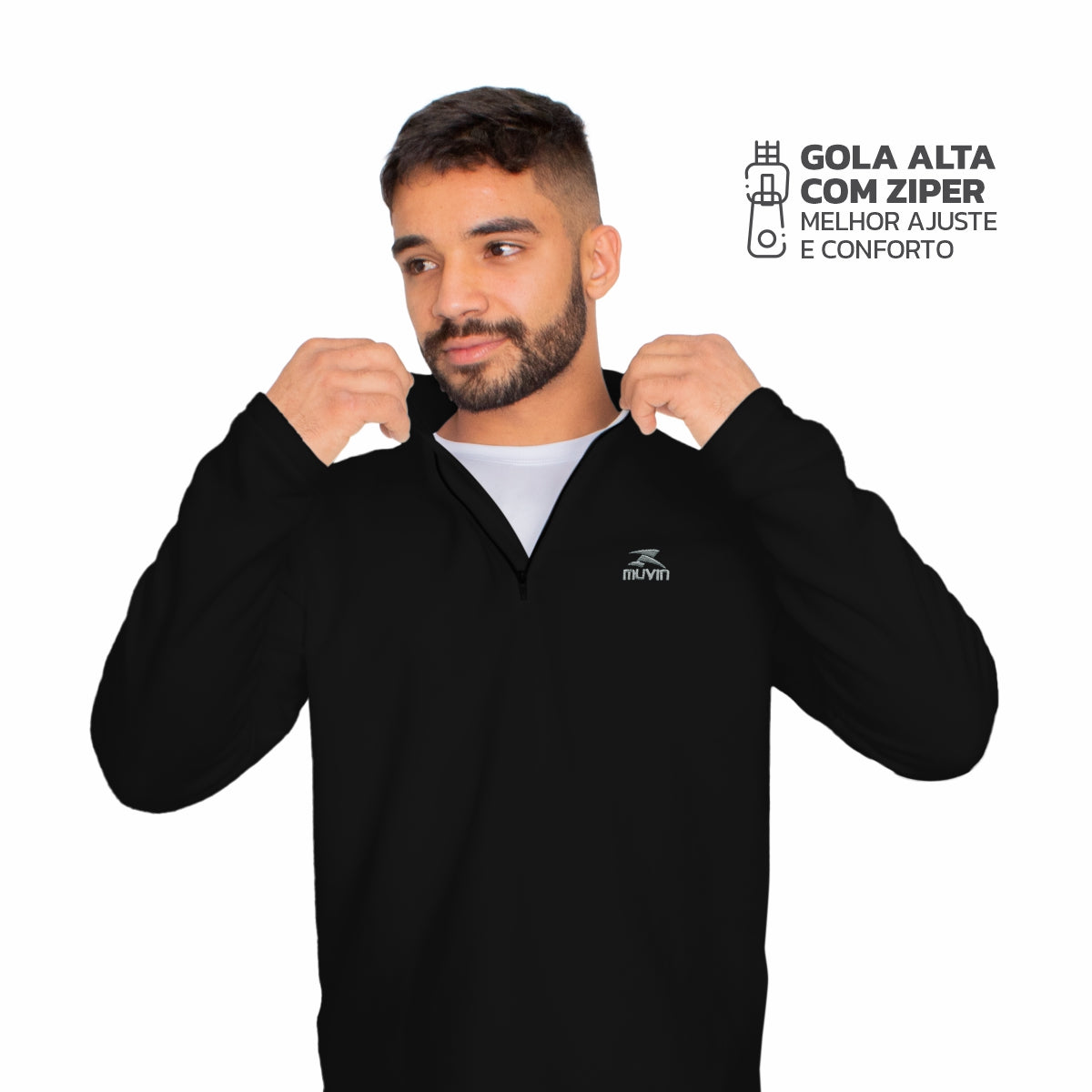Blusa Fleece FPS UV50+ Solid LS/ZM - Masculino