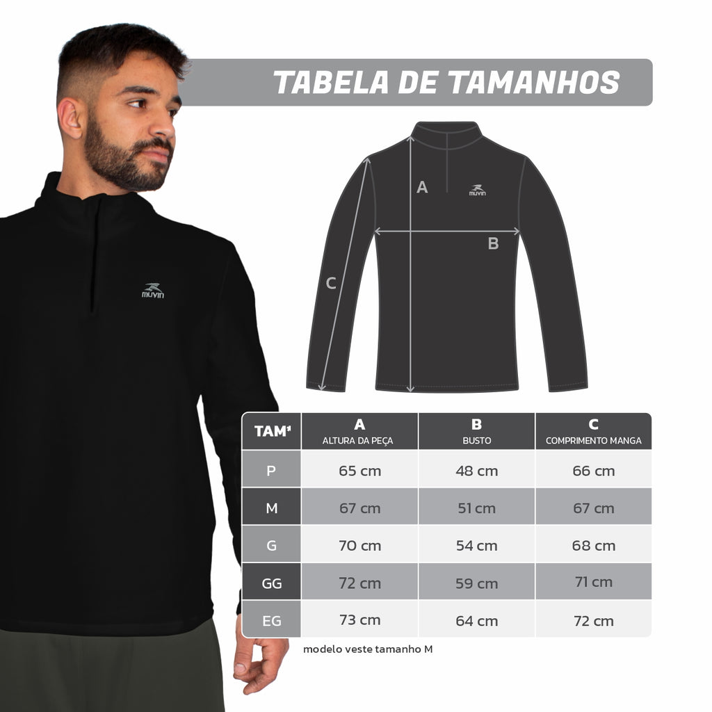 Blusa Fleece FPS UV50+ Solid LS/ZM - Masculino