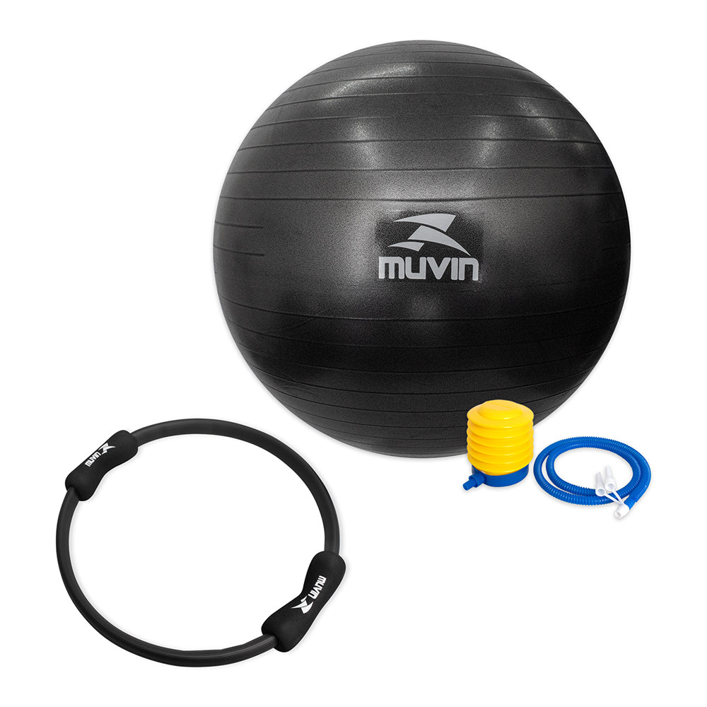 Kit Bola de Pilates 65cm + Anel de Pilates
