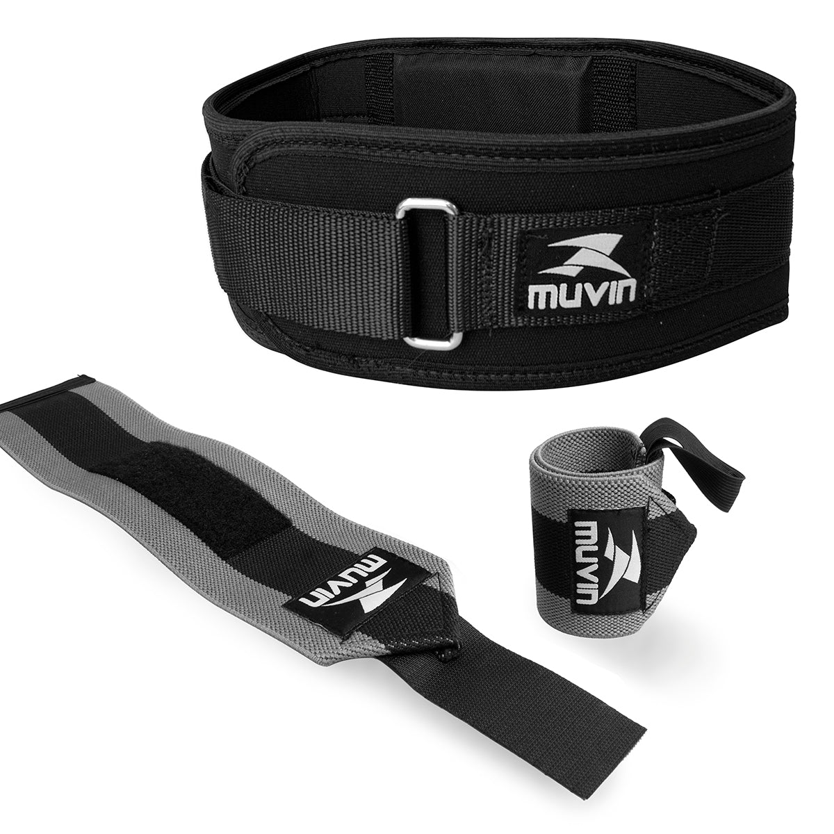 Kit Cinturão de Musculação + Munhequeira Elástica Curta para LPO