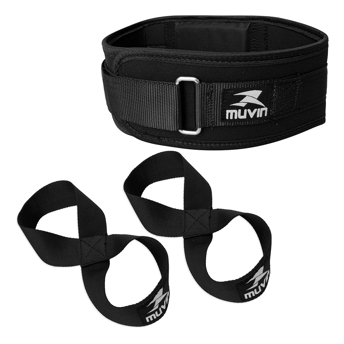 Kit Cinturão de Musculação + Straps Musculação 8-Shape