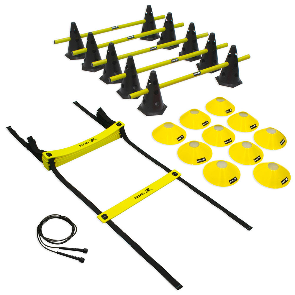 Kit Treinamento Funcional Escada de Agilidade + Cone Barreira + Half Cone + Corda