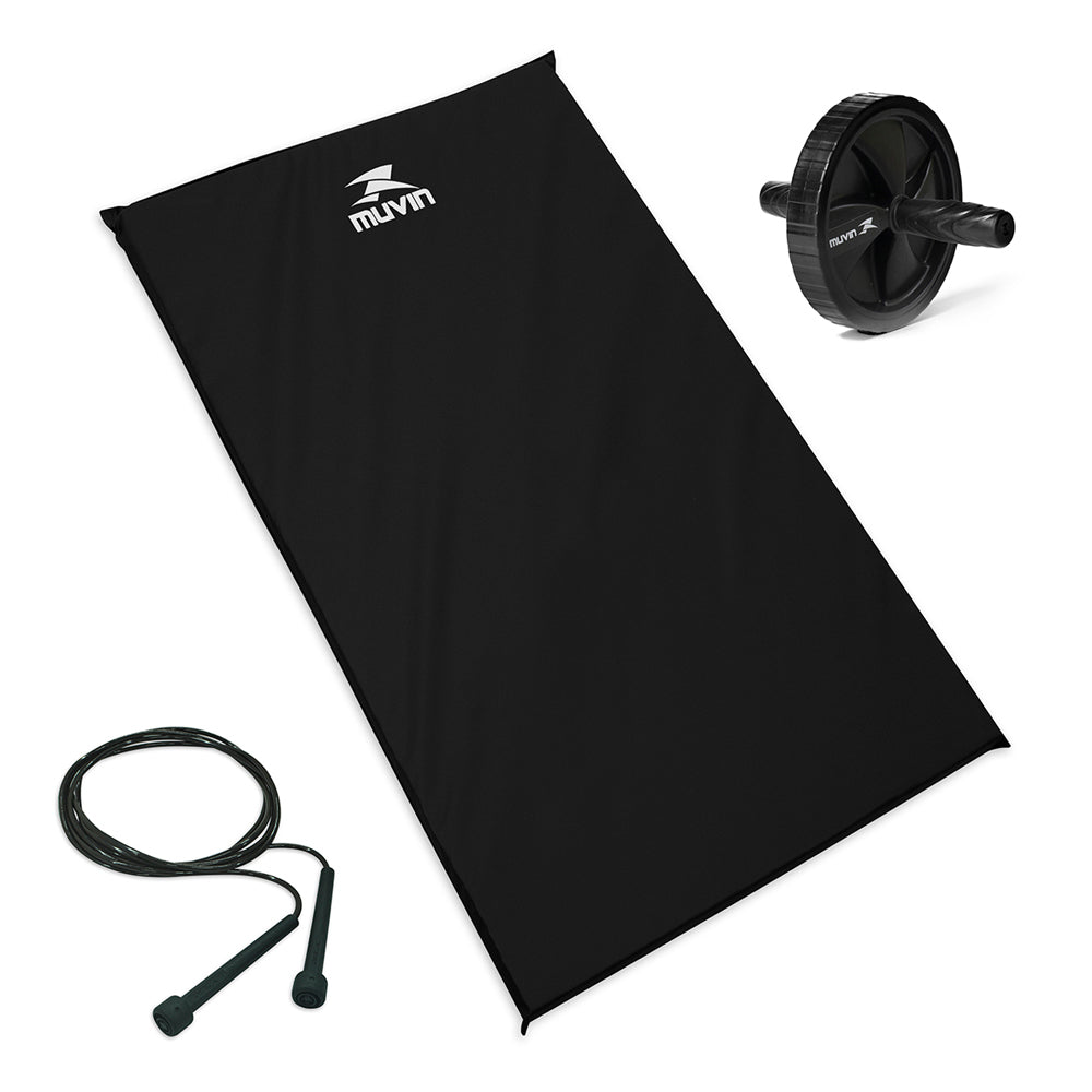 Kit Colchonete D18 + Corda de Pular + Roda de Exercícios