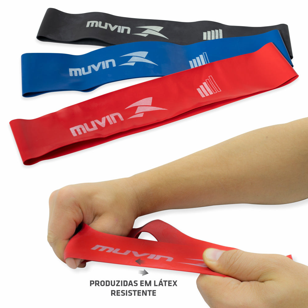 Kit Corda de Pular + Roda de Exercícios Abdominais + Kit Mini Band 3 Tensões