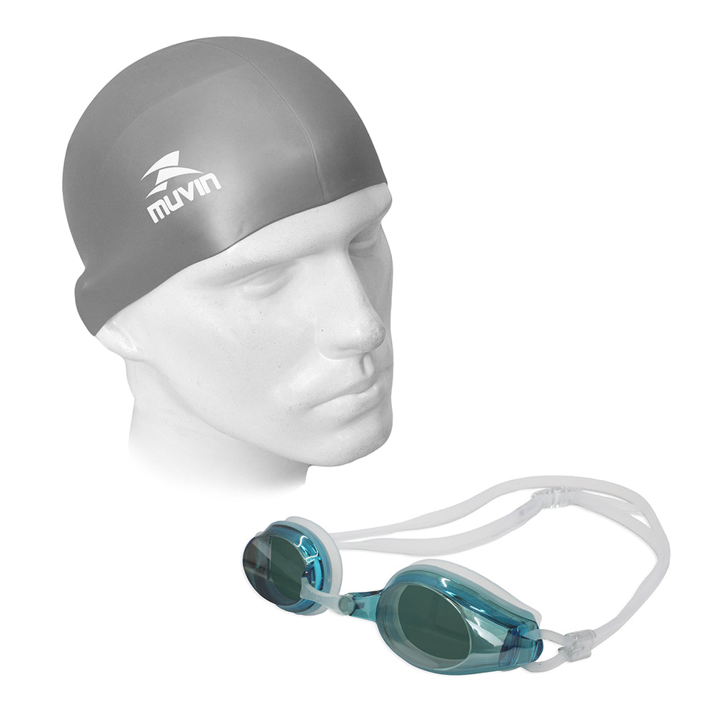 Kit Óculos de Natação Marlin PRO + Touca de Natação em Silicone Standard