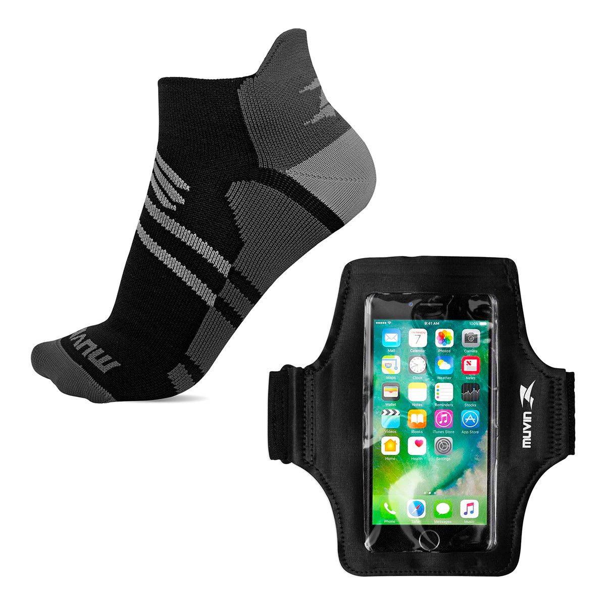 Kit Meia Cano Curto de Compressão Arrow + Braçadeira Porta Celular